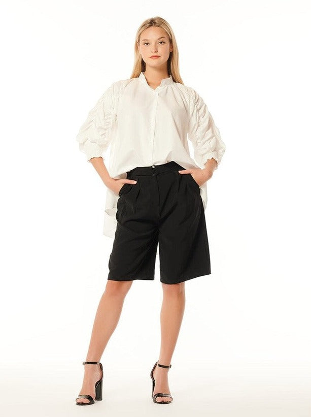 High-Low Blouse with Shirring Sleeve